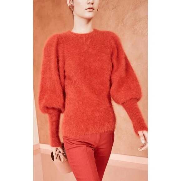 New $565 Ulla Johnson Italian Angora Labella Pullover Sweater Crimson Size Small